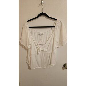 RUSTTY DUSTTY Crop Top Womens XL Moderm Bohemian Crush Peasant Top NWT White